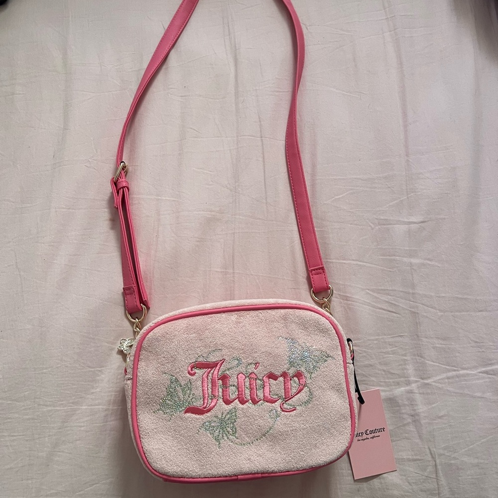 Juicy Couture Pink Rhinestone Butterfly Crossbody Bag